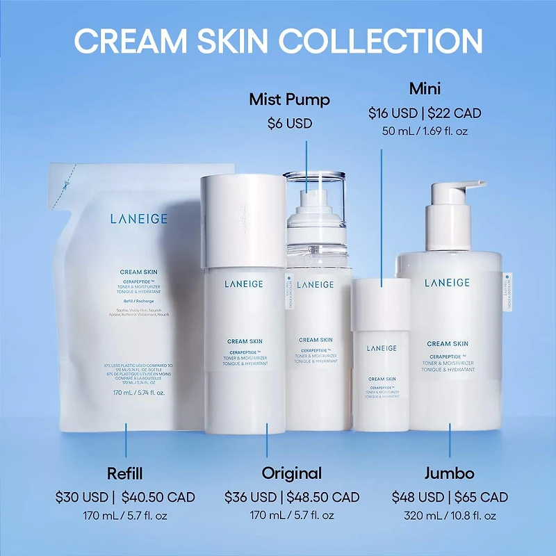 Minicrème tonifiante et hydratante rechargeable pour la peau avec céramides et peptides