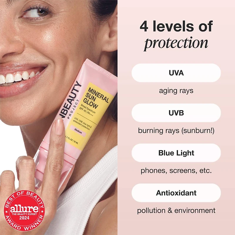 Mineral Sun Glow Broad Spectrum Sunscreen SPF 43 PA +++ with Peptides and Vitamin C