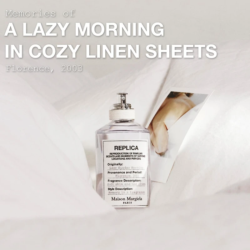 Eau de toilette Lazy Sunday Morning ’REPLICA’ avec musc blanc, muguet et iris