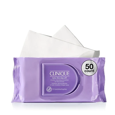 CLINIQUE Take The Day Off™ Micellar Cleansing Makeup Remover Wipes for Face & Eyes 50 Wipes