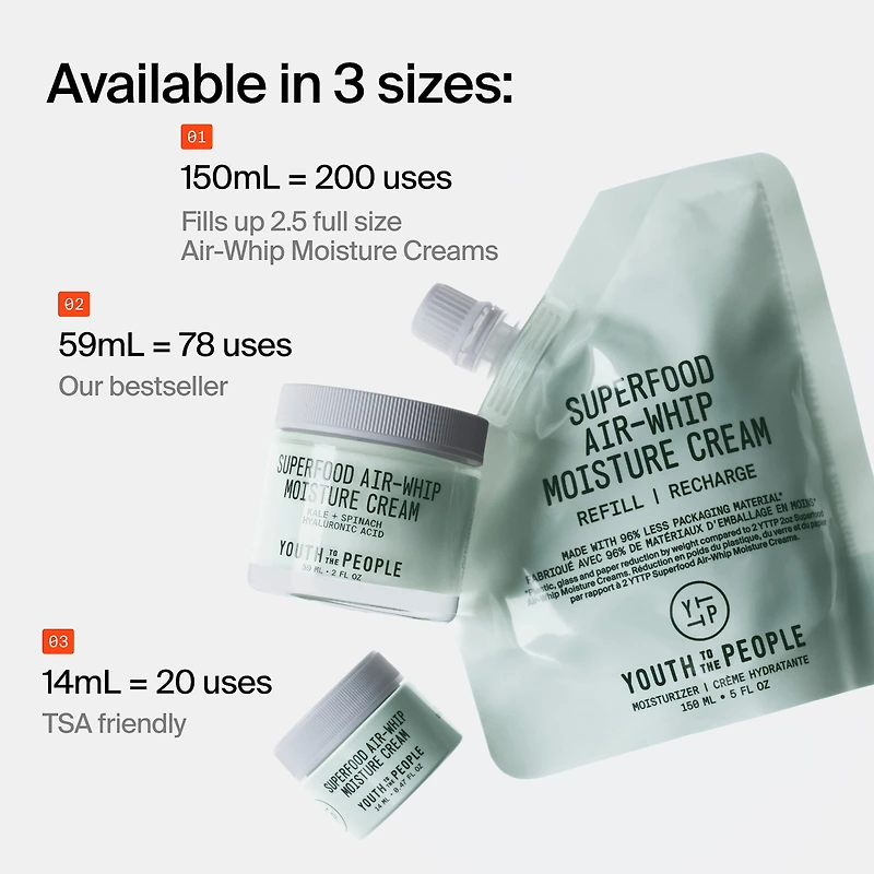 Hydratant léger pour le visage aux superaliments AirWhip à l’acide hyaluronique