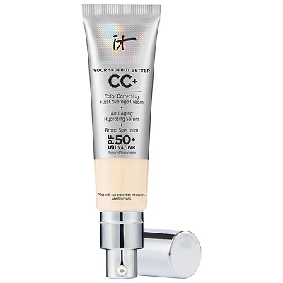 Fond de teint correcteur couleur crème CC à couvrance totale avec FPS 50+