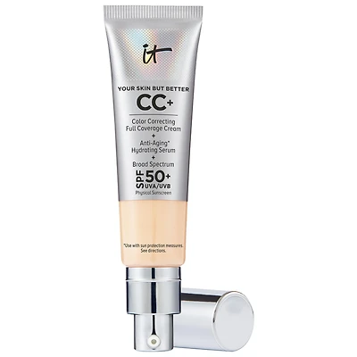 Fond de teint correcteur couleur crème CC à couvrance totale avec FPS 50+