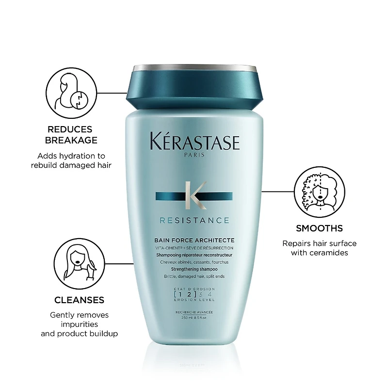 Shampoing fortifiant pour cheveux abîmés par le coiffage à la chaleur Resistance