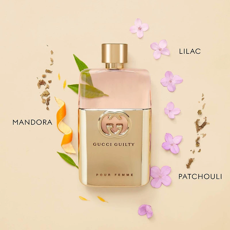 Eau de parfum Guilty pour femme avec mandarine, lilas et patchouli