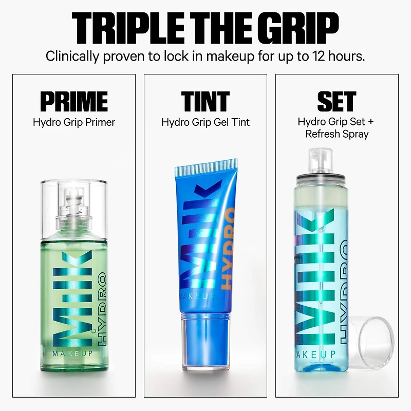 Vaporisateur fixateur lumineux longue tenue Hydro Grip avec acide hyaluronique et niacinamide