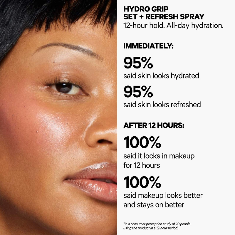 Vaporisateur fixateur lumineux longue tenue Hydro Grip avec acide hyaluronique et niacinamide