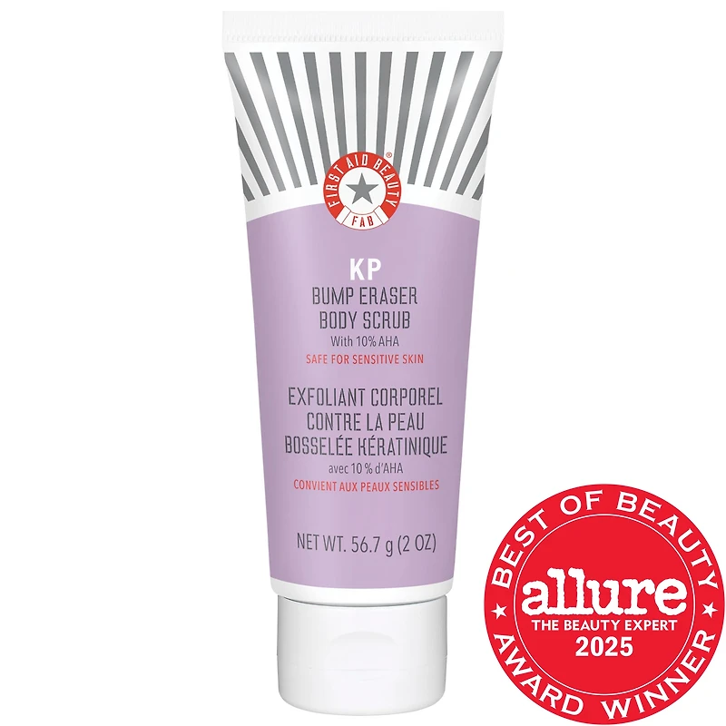 First Aid Beauty Mini KP Bump Eraser Body Scrub with 10% AHA - Body Exfoliant for Keratosis Pilaris 2 oz/ 56.7 g
