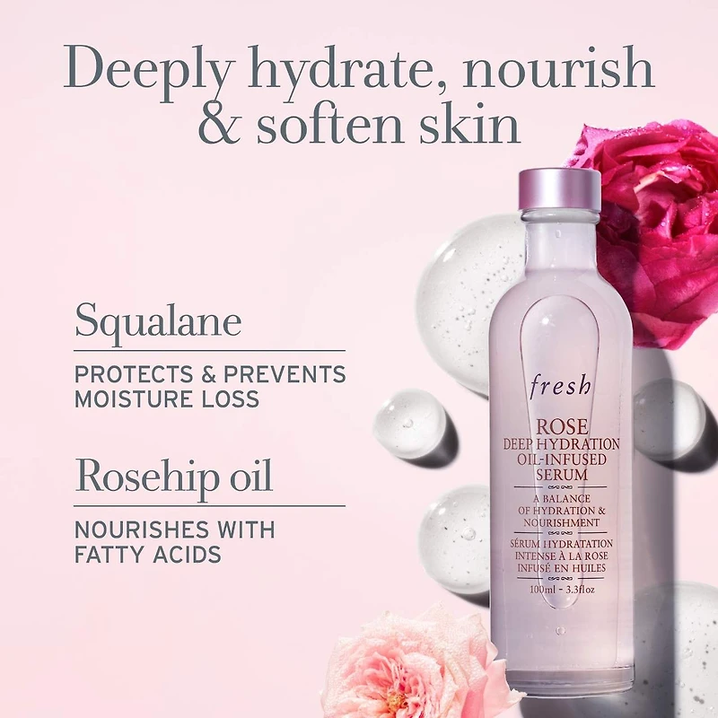 Sérum infusé d’huile hydratation intense à la rose avec squalane