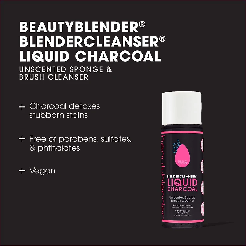 Nettoyant liquide non parfumé au charbon avec éponge et pinceau Blendercleanser®