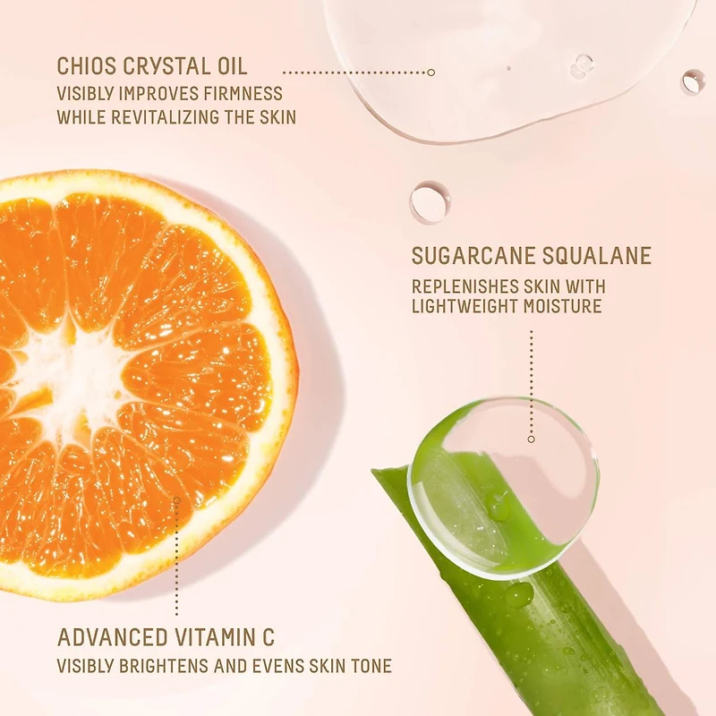 Huile pour le visage à la rose illuminante et raffermissante avec vitamine C + squalane