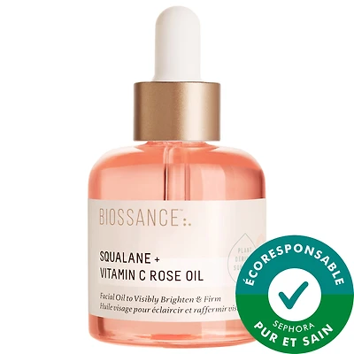 Huile pour le visage à la rose illuminante et raffermissante avec vitamine C + squalane