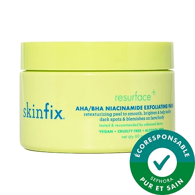 Resurface+ AHA/BHA Niacinamide Exfoliating Pads for Face and Targeted Body