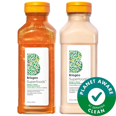 Superfoods Mango + Cherry Balancing Shampoo + Conditioner Duo for Oil Control