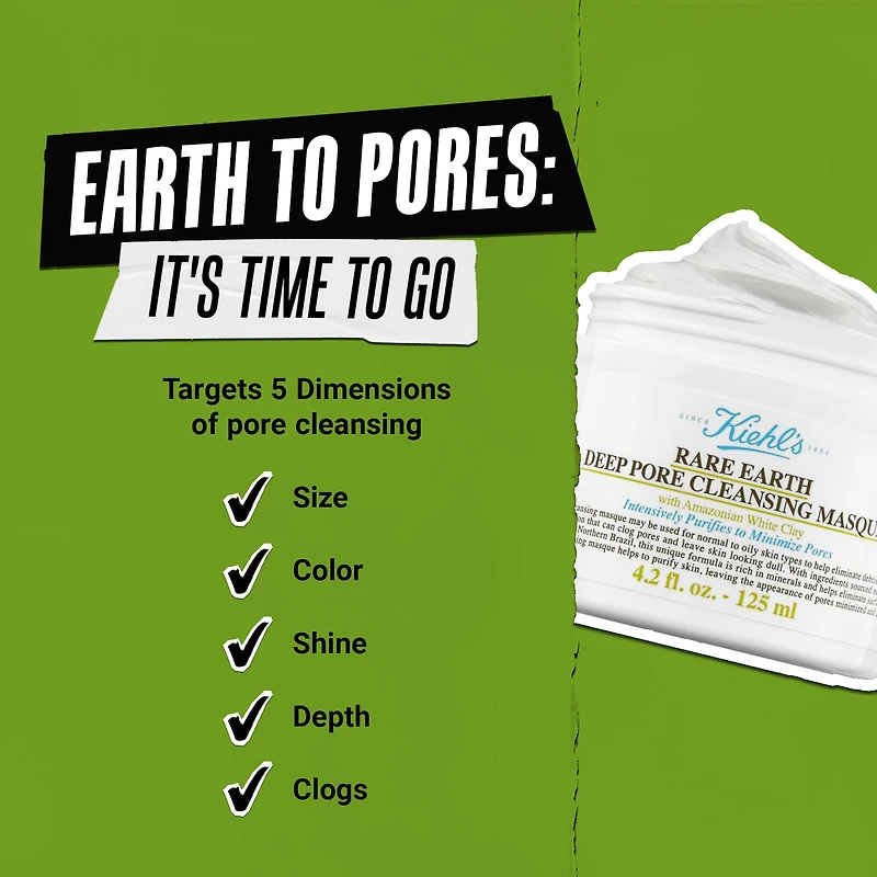 Masque visage nettoyant profond réducteur de pores à l’argile Rare Earth