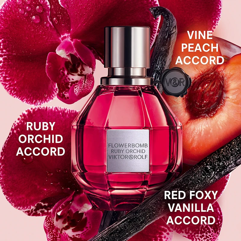 Eau de parfum Flowerbomb Ruby Orchid avec vanille et pêche