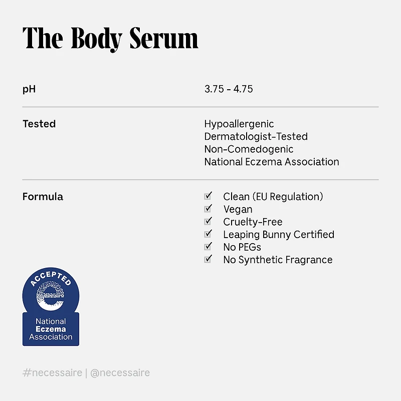 Le sérum corps – avec acide hyaluronique, niacinamide + céramides