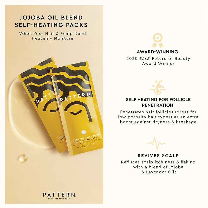 Sachets autochauffants de sérum pour les cheveux à l’huile de jojoba