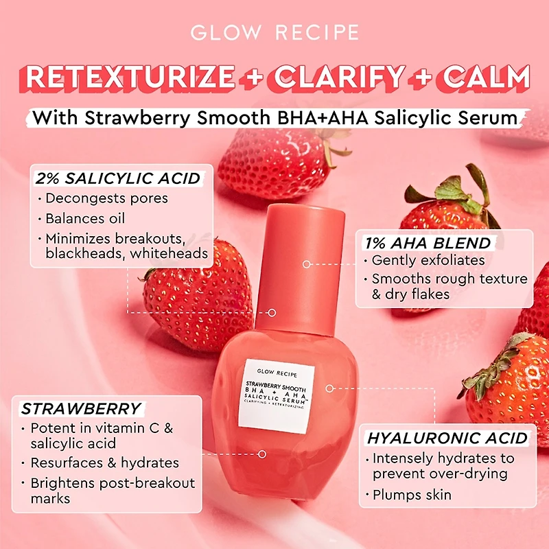 Sérum à l’acide salicylique avec BHA + AHA Strawberry Smooth