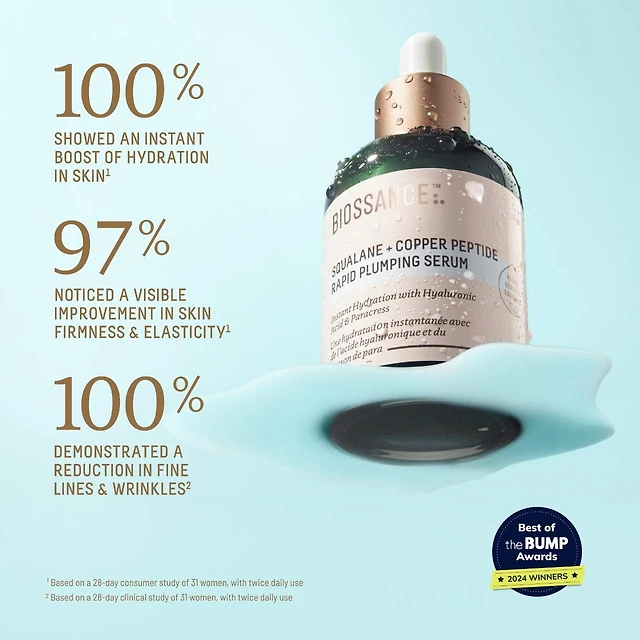 Biossance Copper Peptide (GHK-Cu) Rapid Plumping & Hydrating Serum with Hyaluronic Acid + Squalane