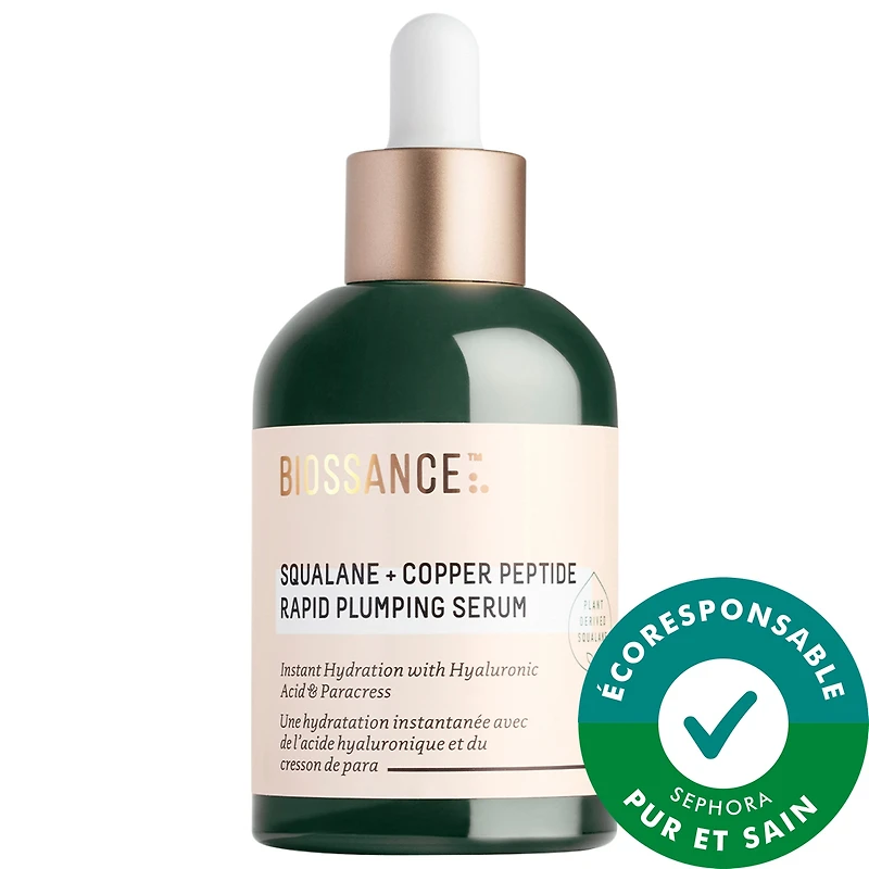 Sérum hydratant et repulpant avec peptide de cuivre rapide, acide hyaluronique et squalane