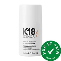 K18 Biomimetic Hairscience Minimasque capillaire sans rinçage à réparation moléculaire 0.5 oz/ 15 mL