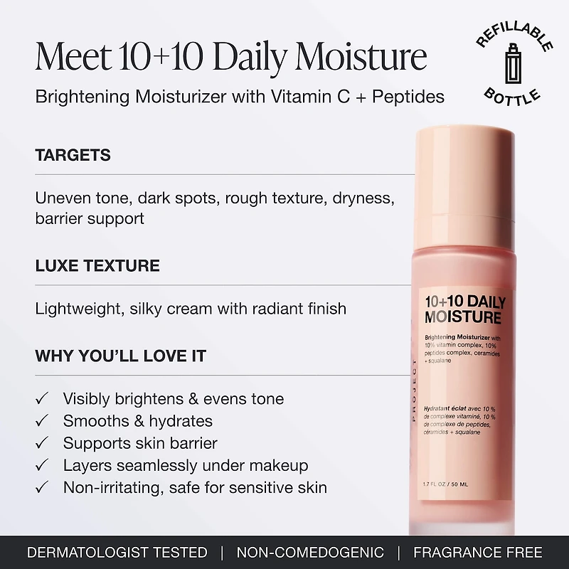 10 + 10 Moisturizer with 10% Vitamin C + 10% Peptide Complex + Ceramides
