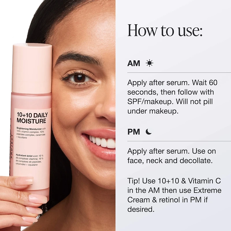 Hydratant 10 + 10 avec vitamine C à 10 % et complexe de peptides à 10 %