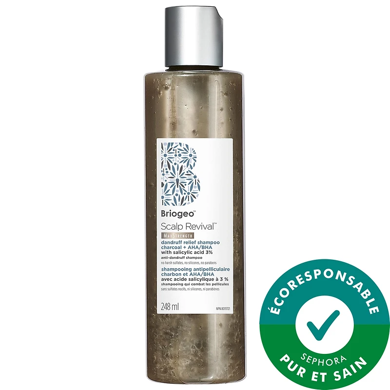 Scalp Revival MaxStrength Dandruff Relief Shampoo Charcoal + AHA/BHA with Salicylic Acid 3%