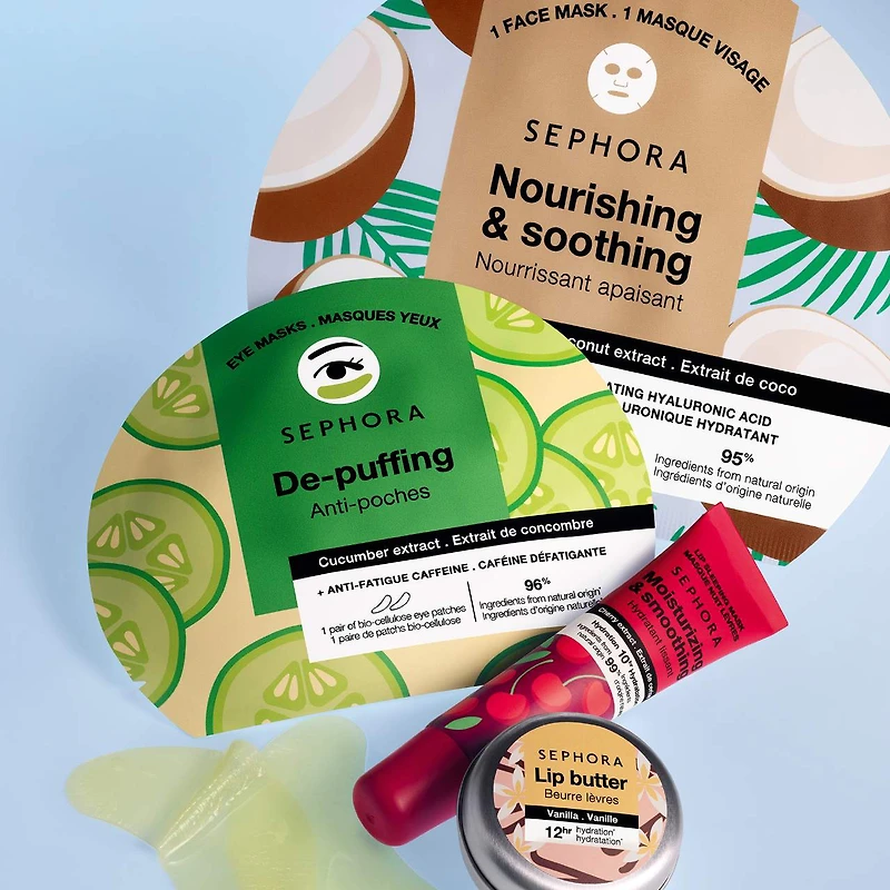 Masques visage hydratants avec acide hyaluronique