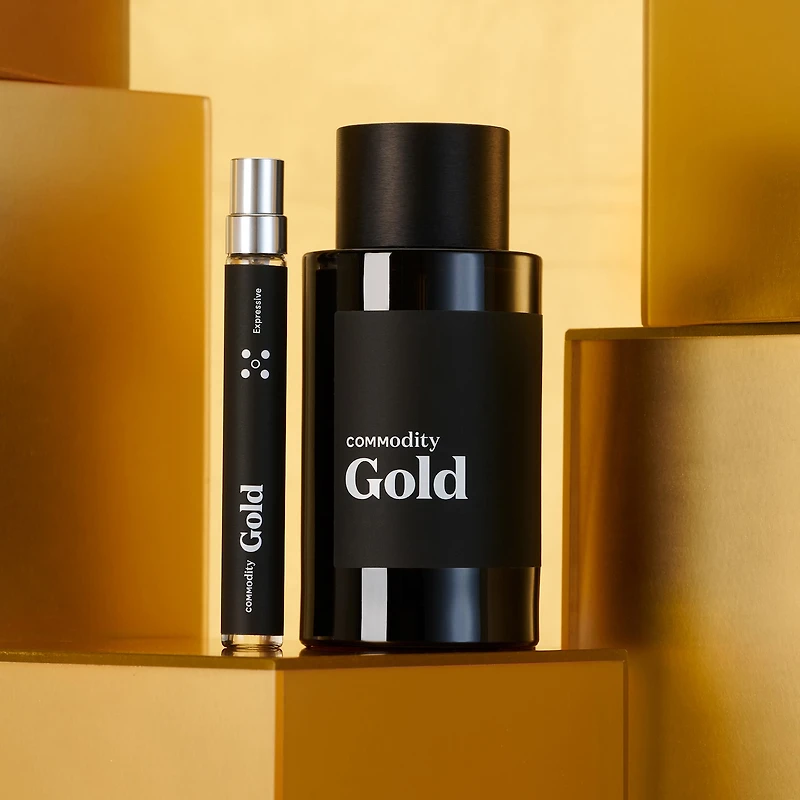 Eau de parfum Gold Expressive avec vanille et bois de santal en vaporisateurs de voyage