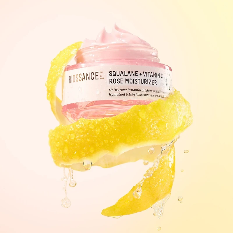 Hydratant illuminant à la rose avec vitamine C + squalane