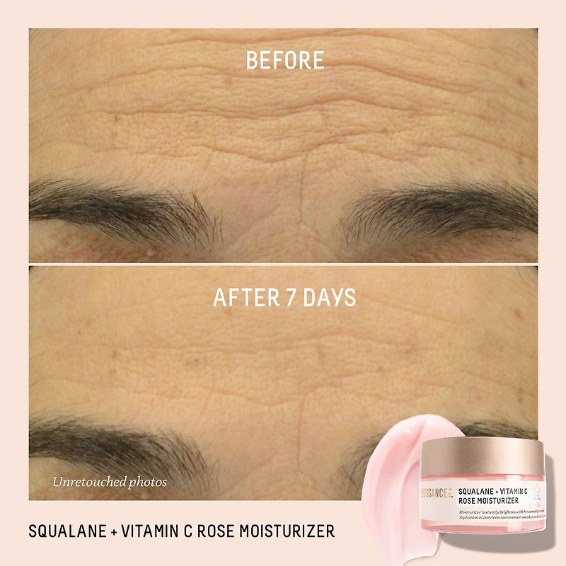 Hydratant illuminant à la rose avec vitamine C + squalane