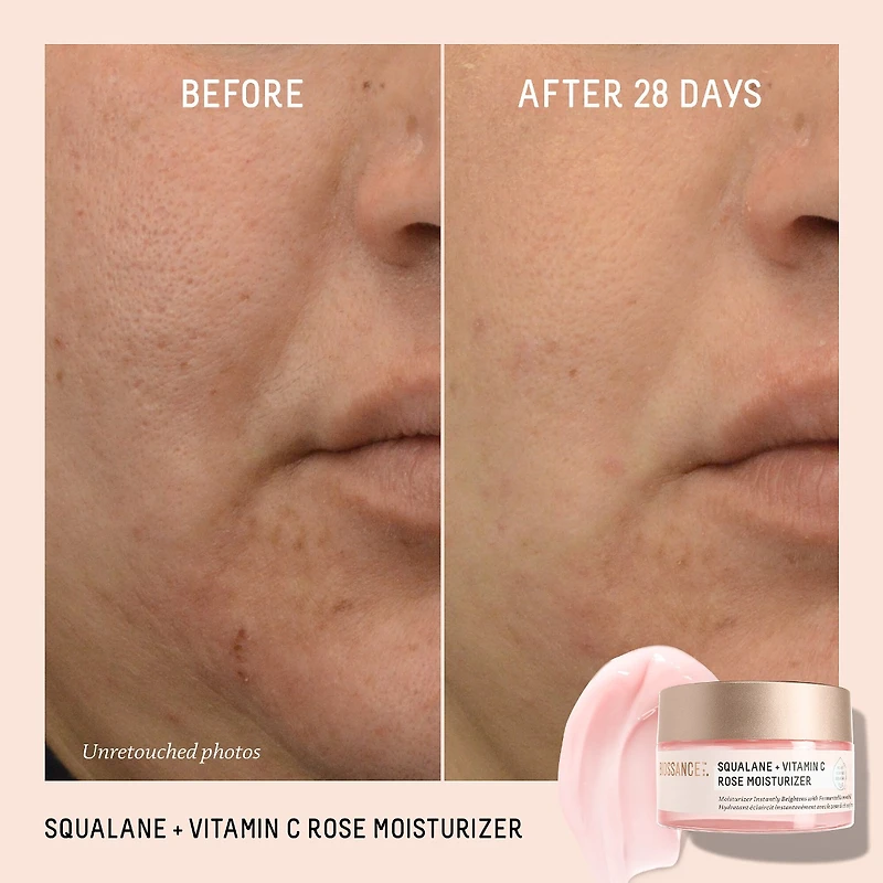 Hydratant illuminant à la rose avec vitamine C + squalane
