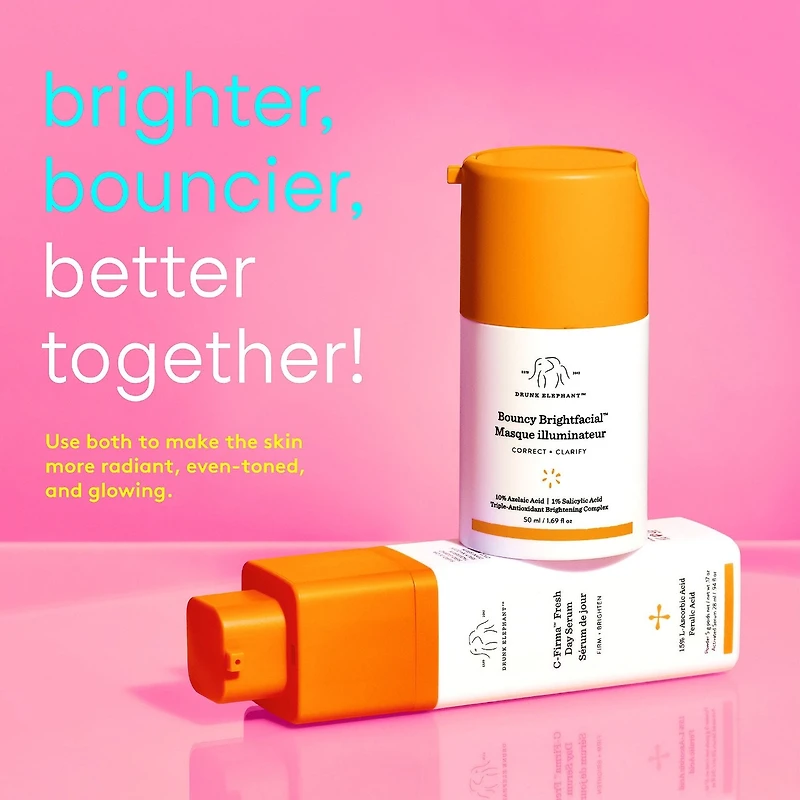 Masque illuminateur Bouncy Brightfacial avec 10 % d’acide azélaïque + 1 % d’acide salicylique