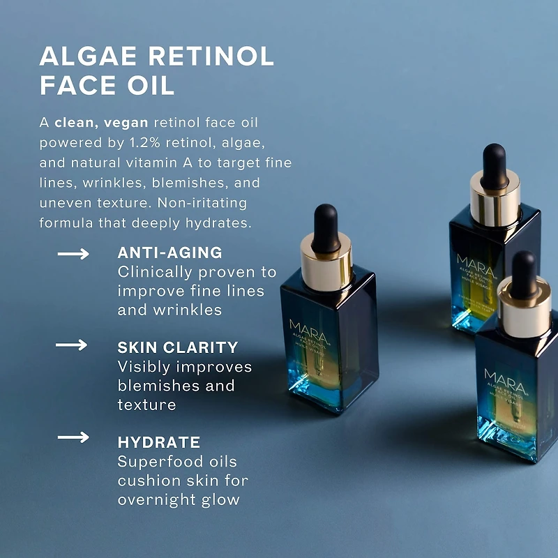 1.2% Clean Algae Retinol Face Oil for Anti-Aging and Wrinkles with Green Tea