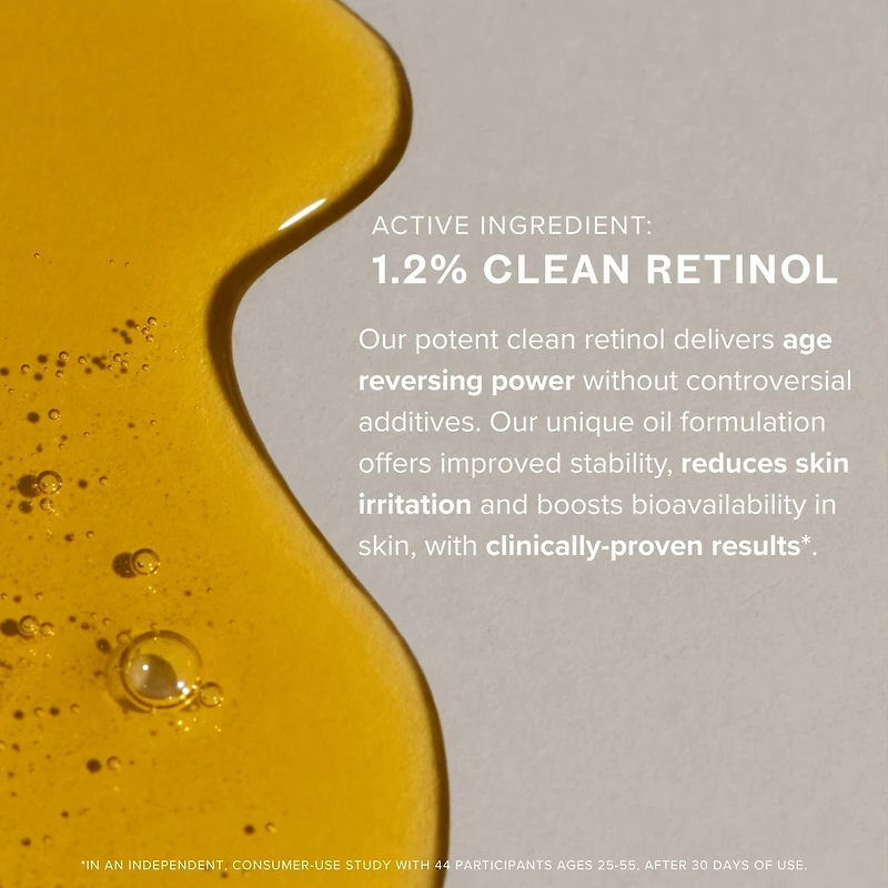 1.2% Clean Algae Retinol Face Oil for Anti-Aging and Wrinkles with Green Tea