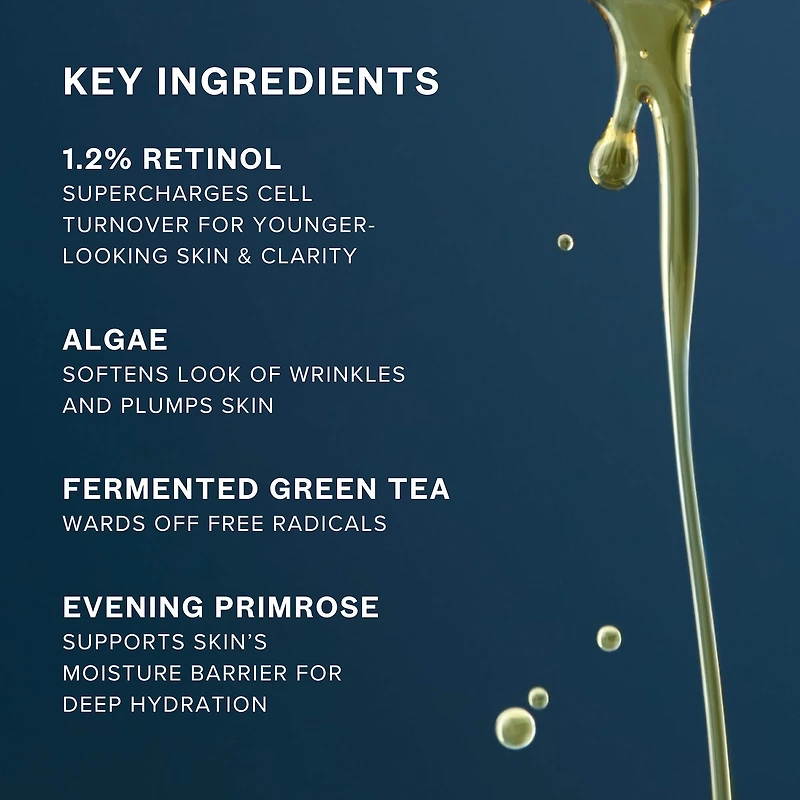 1.2% Clean Algae Retinol Face Oil for Anti-Aging and Wrinkles with Green Tea
