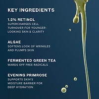 1.2% Clean Algae Retinol Face Oil for Anti-Aging and Wrinkles with Green Tea