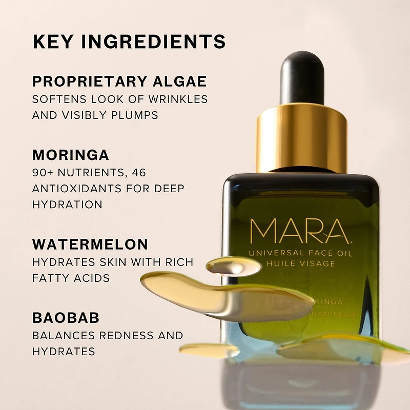 Universal Hydrating Face Oil for Anti-Aging and Glow with Algae + Moringa