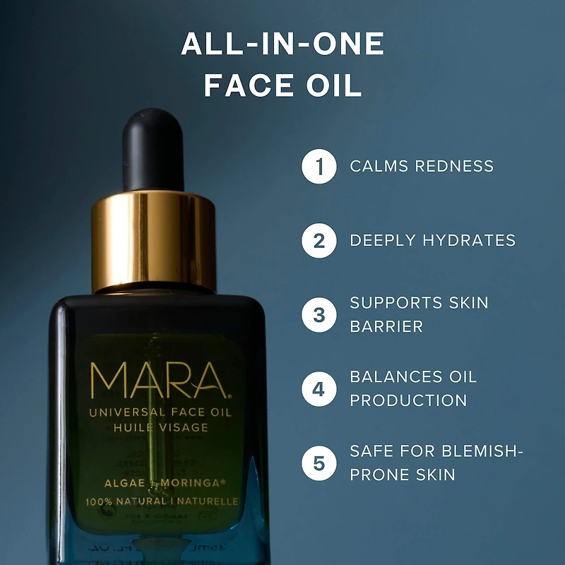 Universal Hydrating Face Oil for Anti-Aging and Glow with Algae + Moringa