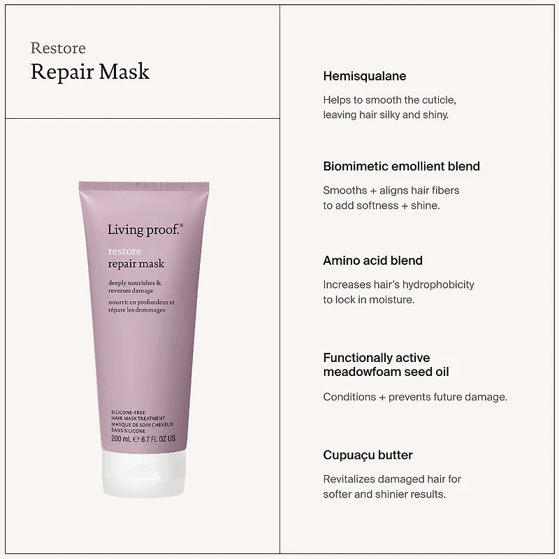Masque pour les cheveux réparateur et restaurateur