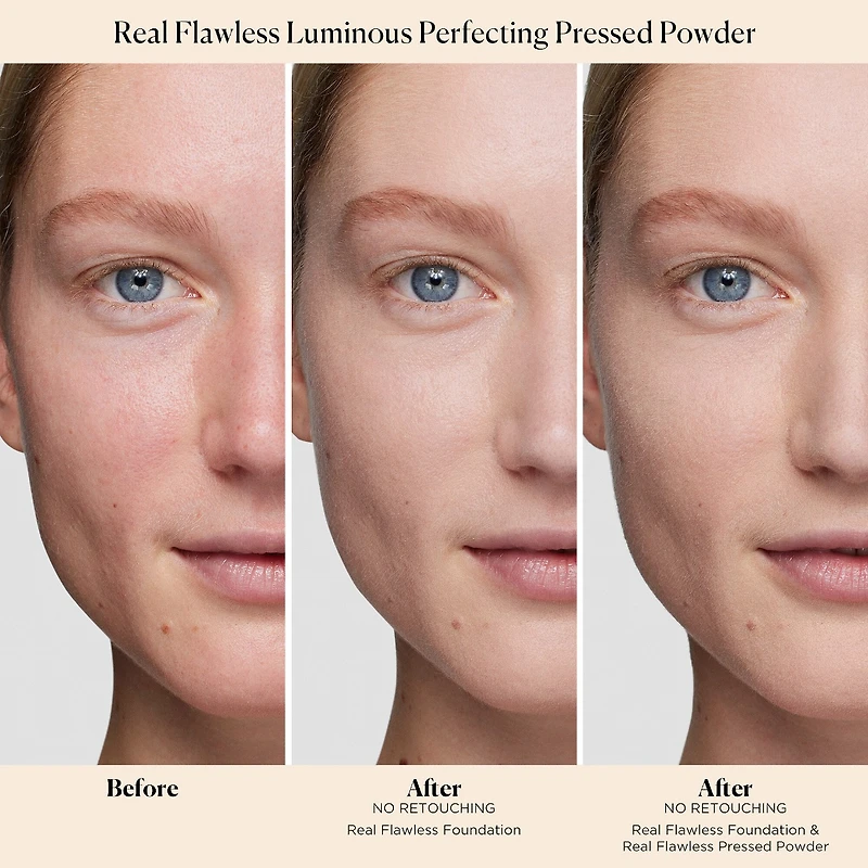 Poudre pressée perfectrice de lumière sans talc Real Flawless