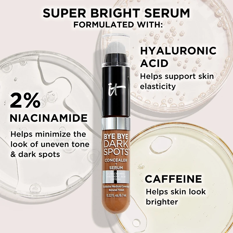 Anticernes et sérum Bye Bye Dark Spots avec niacinamide acide hyaluronique