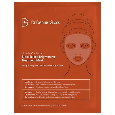 Dr. Dennis Gross Skincare Vitamin C Lactic Biocellulose Brightening Treatment Mask 1 Mask / 1 Mask