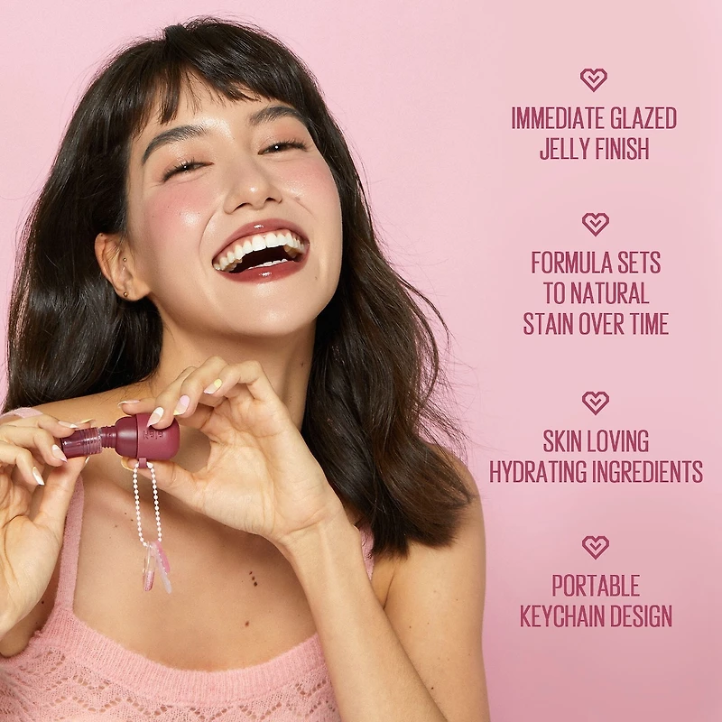Teinte glacée pour les lèvres et fard à joues Jelly Charm avec porte-clés