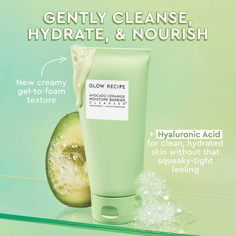 Nettoyant à l’avocat et aux céramides qui soutient la barrière d’hydratation de peau