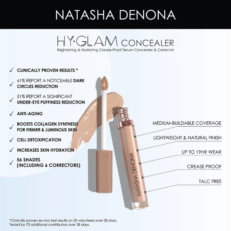 Hy-Glam Brightening & Hydrating Medium to Full Coverage Crease Proof Serum Concealer