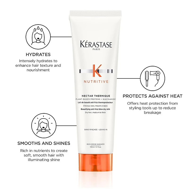 Mini Crème coiffante nutritive et protectrice contre la chaleur pour cheveux secs