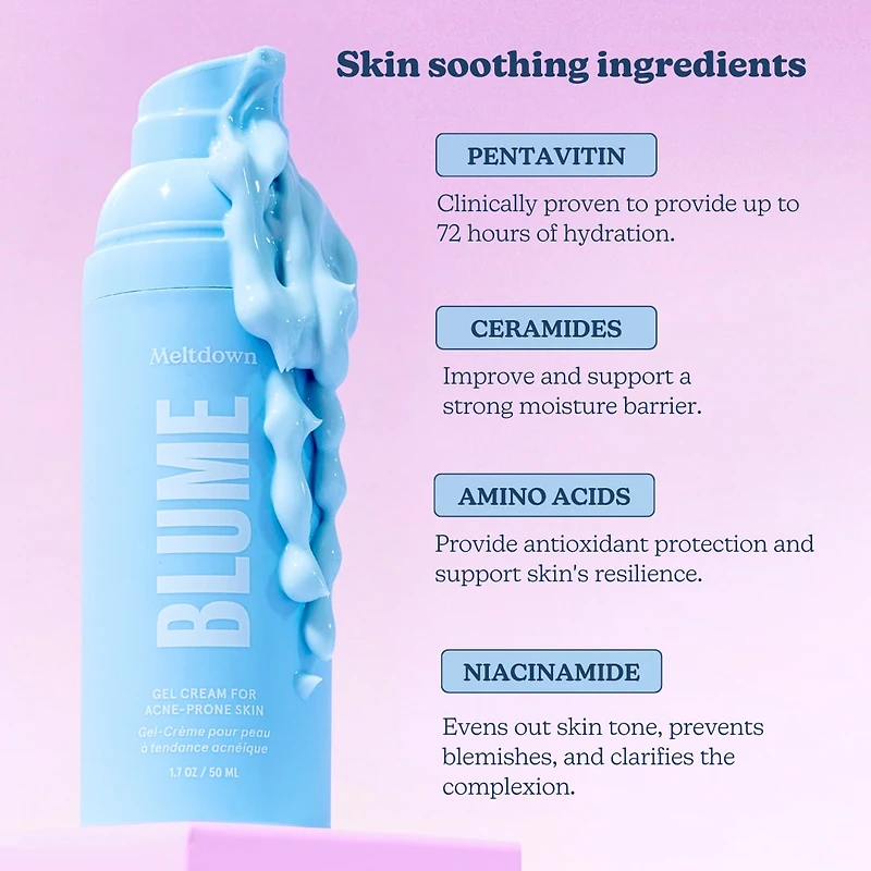 Crème gel pour peau à tendance acnéique Meltdown avec 72 heures d’hydratation